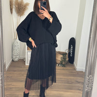 ENSEMBLE PULL + ROBE TULLE NOIRE - La Petite Somptueuse