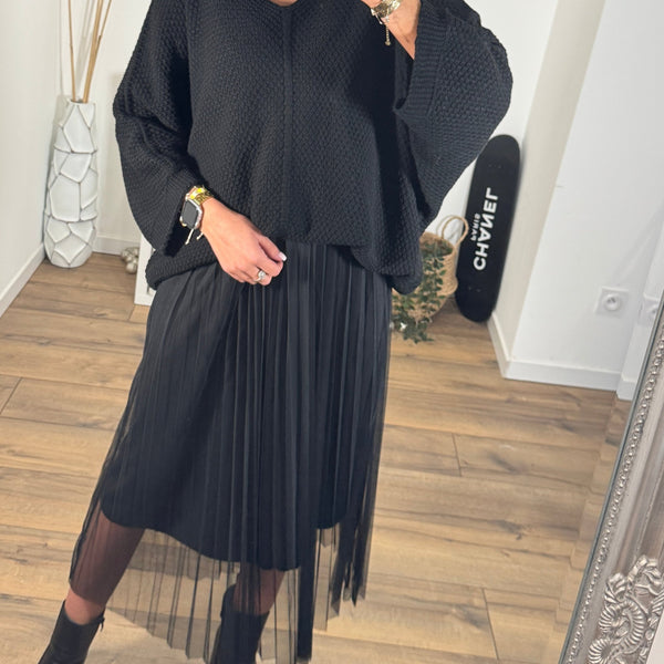 ENSEMBLE PULL + ROBE TULLE NOIRE - La Petite Somptueuse