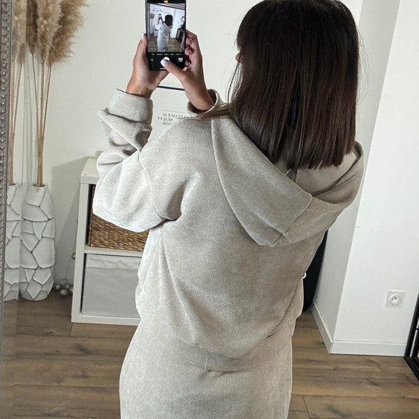 ENSEMBLE ROBE + SWEAT BEIGE AZRA - La Petite Somptueuse