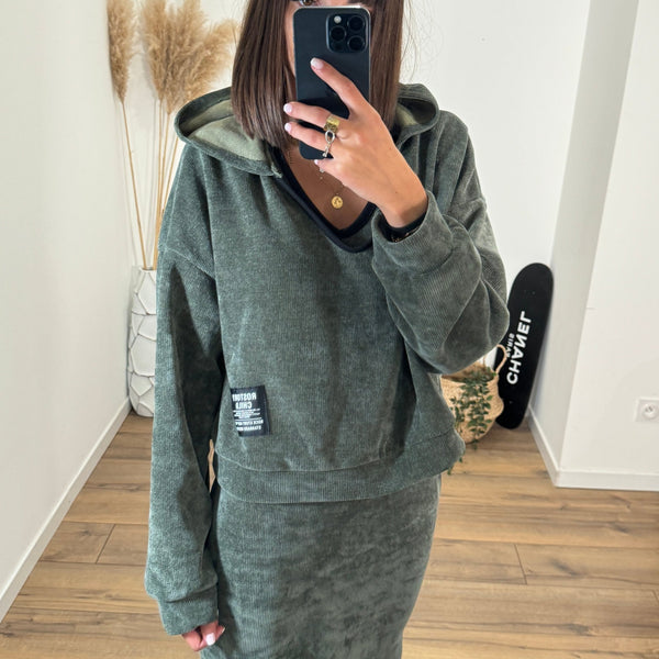 ENSEMBLE ROBE + SWEAT VERT AZRA - La Petite Somptueuse