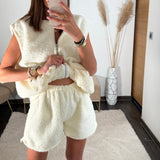 ENSEMBLE SHORT + HAUT MOUTON BLANC - La Petite Somptueuse