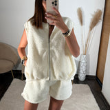 ENSEMBLE SHORT + HAUT MOUTON BLANC - La Petite Somptueuse