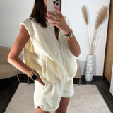 ENSEMBLE SHORT + HAUT MOUTON BLANC - La Petite Somptueuse