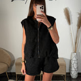 ENSEMBLE SHORT + HAUT MOUTON NOIR - La Petite Somptueuse