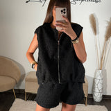 ENSEMBLE SHORT + HAUT MOUTON NOIR - La Petite Somptueuse