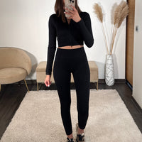 ENSEMBLE SPORTWEAR NOIR GINA - La Petite Somptueuse