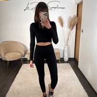 ENSEMBLE SPORTWEAR NOIR GINA - La Petite Somptueuse