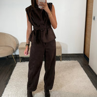 ENSEMBLE SUEDINE CHOCO LENY - La Petite Somptueuse