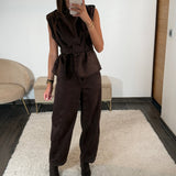 ENSEMBLE SUEDINE CHOCO LENY - La Petite Somptueuse