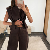 ENSEMBLE SUEDINE CHOCO LENY - La Petite Somptueuse