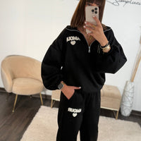 ENSEMBLE SURVETEMENT AMOUR NOIR - La Petite Somptueuse