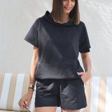 ENSEMBLE SWEAT + SHORT NOIR - La Petite Somptueuse