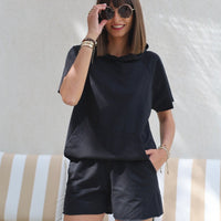 ENSEMBLE SWEAT + SHORT NOIR - La Petite Somptueuse