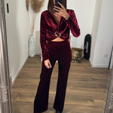 ENSEMBLE VELOURS BORDEAUX ASTIA - La Petite Somptueuse