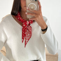 FOULARD ROUGE FLOWER BELLY - La Petite Somptueuse