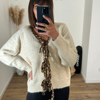 GILET BEIGE LACETS LEOPARD - La Petite Somptueuse