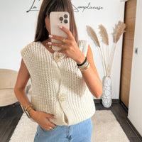 GILET BEIGE SANS MANCHE SOLEIL - La Petite Somptueuse