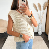 GILET BEIGE SANS MANCHE SOLEIL - La Petite Somptueuse