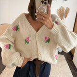 GILET BLANC FLEURI ROSY - La Petite Somptueuse