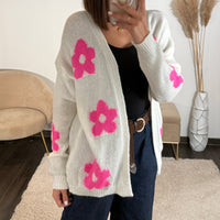 GILET BLANC FLOWERS STELLA - La Petite Somptueuse