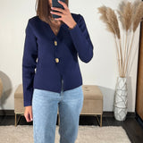 GILET BLEU MARINE MOKA - La Petite Somptueuse