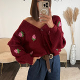 GILET BORDEAUX FLEURI ROSY - La Petite Somptueuse