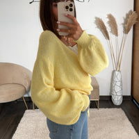 GILET CACHE-COEUR JAUNE - La Petite Somptueuse