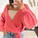 GILET CACHE-COEUR ROSE - La Petite Somptueuse
