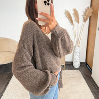 GILET CACHE-COEUR TAUPE - La Petite Somptueuse