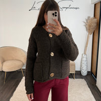 GILET CHOCO BOUTONS DOREES LOU - La Petite Somptueuse