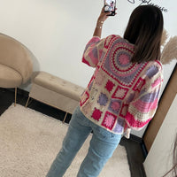 GILET CROCHET ROSE ET LILAS EMY - La Petite Somptueuse