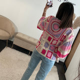 GILET CROCHET ROSE ET LILAS EMY - La Petite Somptueuse