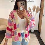 GILET CROCHET ROSE ET LILAS EMY - La Petite Somptueuse