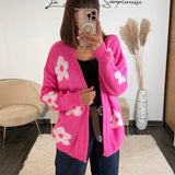 GILET FUCHSIA FLOWERS STELLA - La Petite Somptueuse