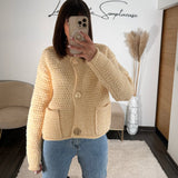 GILET JAUNE BOUTONS DOREES LOU - La Petite Somptueuse