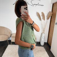 GILET KAKI SANS MANCHE SOLEIL - La Petite Somptueuse