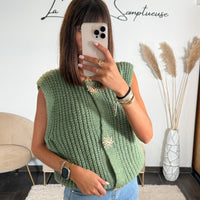 GILET KAKI SANS MANCHE SOLEIL - La Petite Somptueuse