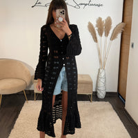 GILET LONG NOIRE - La Petite Somptueuse
