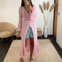 GILET LONG ROSE - La Petite Somptueuse