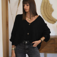 GILET MAILLE BABY BLACK - La Petite Somptueuse