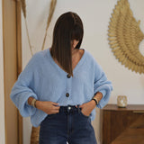 GILET MAILLE BABY BLUE - La Petite Somptueuse