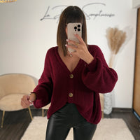 GILET MAILLE BABY BORDEAUX - La Petite Somptueuse