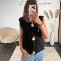 GILET NOIR SANS MANCHE SOLEIL - La Petite Somptueuse