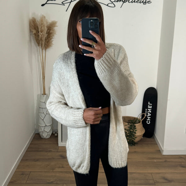 GILET PALMIERS BEIGE - La Petite Somptueuse