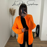 GILET PALMIERS ORANGE - La Petite Somptueuse