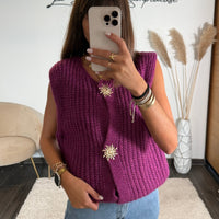 GILET PRUNE SANS MANCHE SOLEIL - La Petite Somptueuse