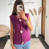GILET PRUNE SANS MANCHE SOLEIL - La Petite Somptueuse