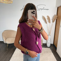 GILET PRUNE SANS MANCHE SOLEIL - La Petite Somptueuse