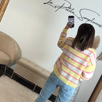 GILET RAYE JAUNE ET ROSE MILAN - La Petite Somptueuse