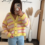 GILET RAYE JAUNE ET ROSE MILAN - La Petite Somptueuse